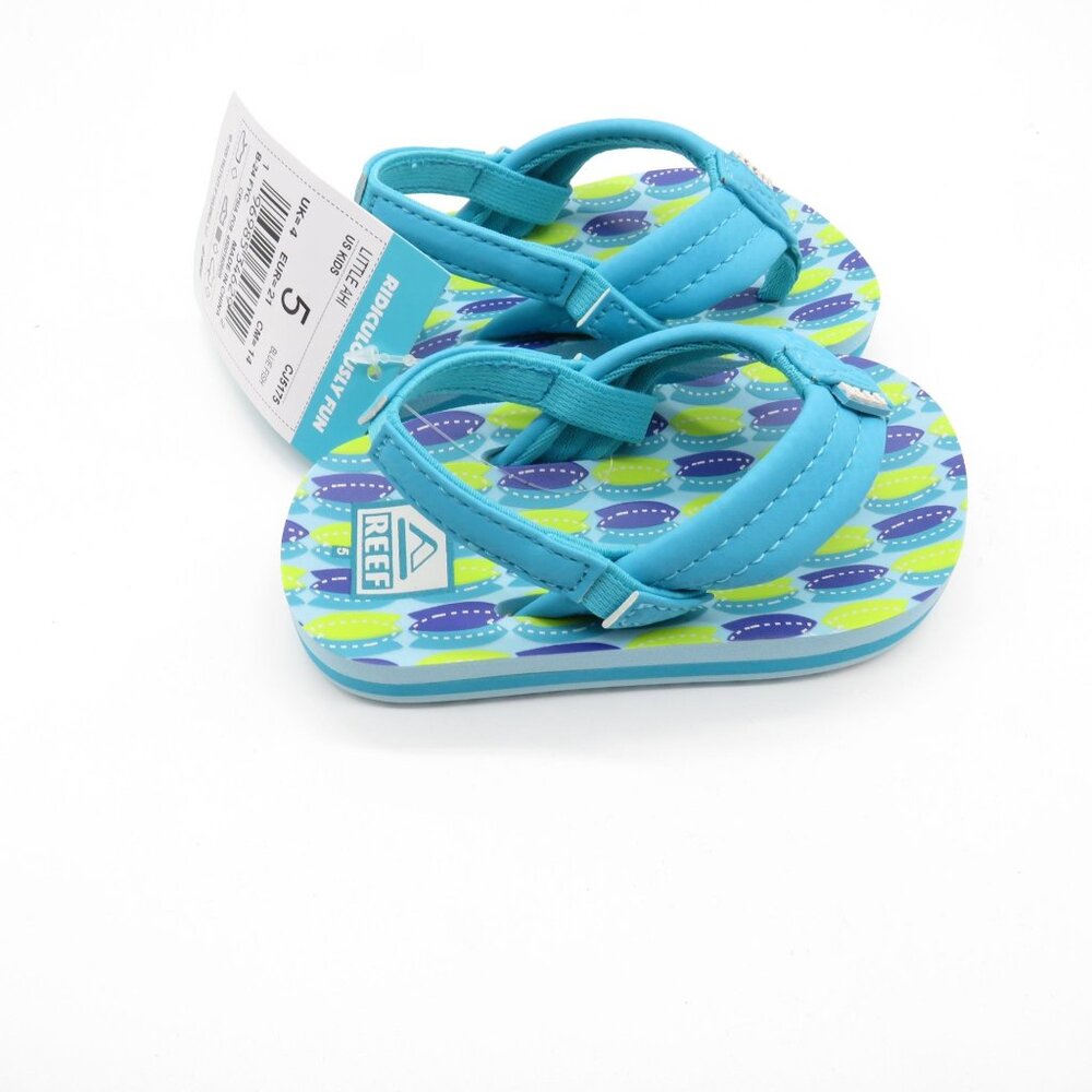 Reef Toddler Ahi Sandals Size 5 Blue/Green Pattern Flip-Flops NEW
